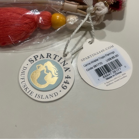 Spartina Carina Embroidered Flamingo Wristlet Pink & Cream NWT - Picture 9 of 15